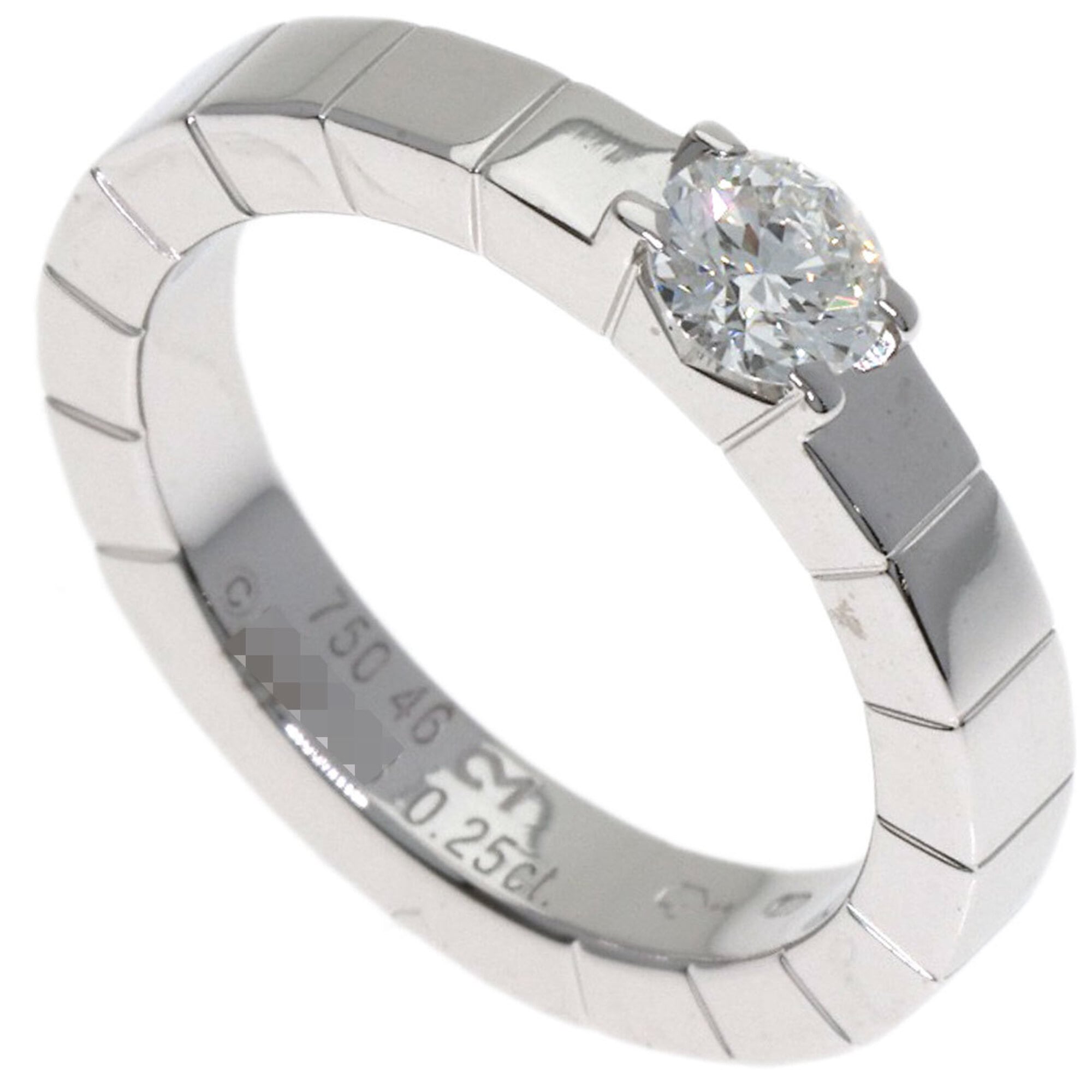 Cartier Lanieres 1P Diamond Ring #46 18K White Gold Women\'s CARTIER
