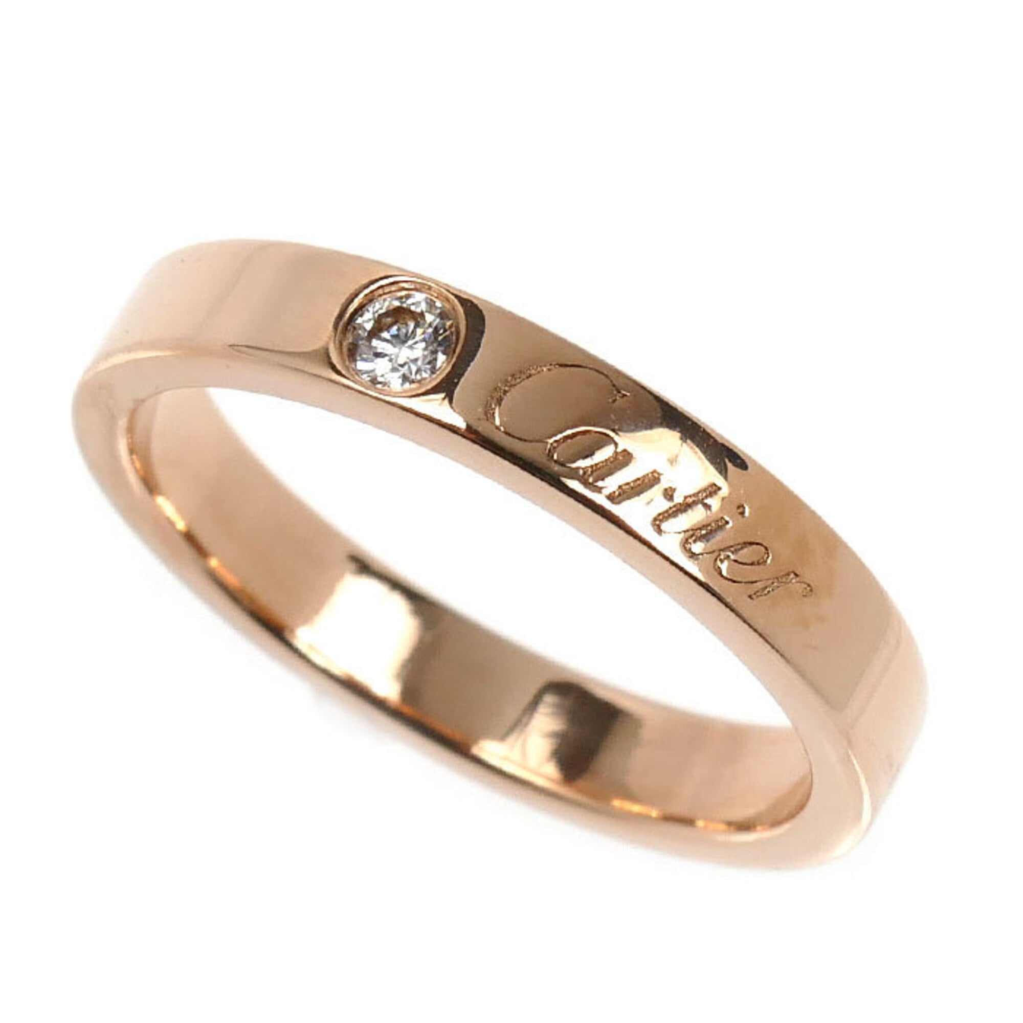 CARTIER Cartier 18KPG Pink Gold Engraved Ring B4086449 Diamond 49 3.4g Women\'s