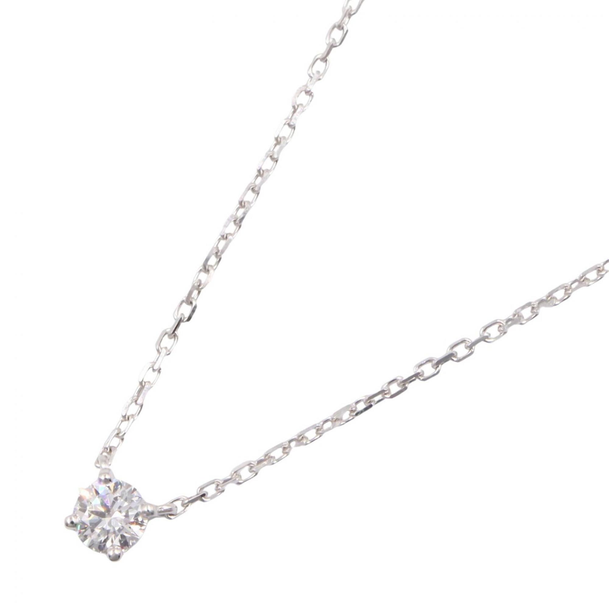 Cartier 1895 Solitaire Necklace, 18K White Gold (18KWG), Diamond, Women\'s, Silver/Clear Tone