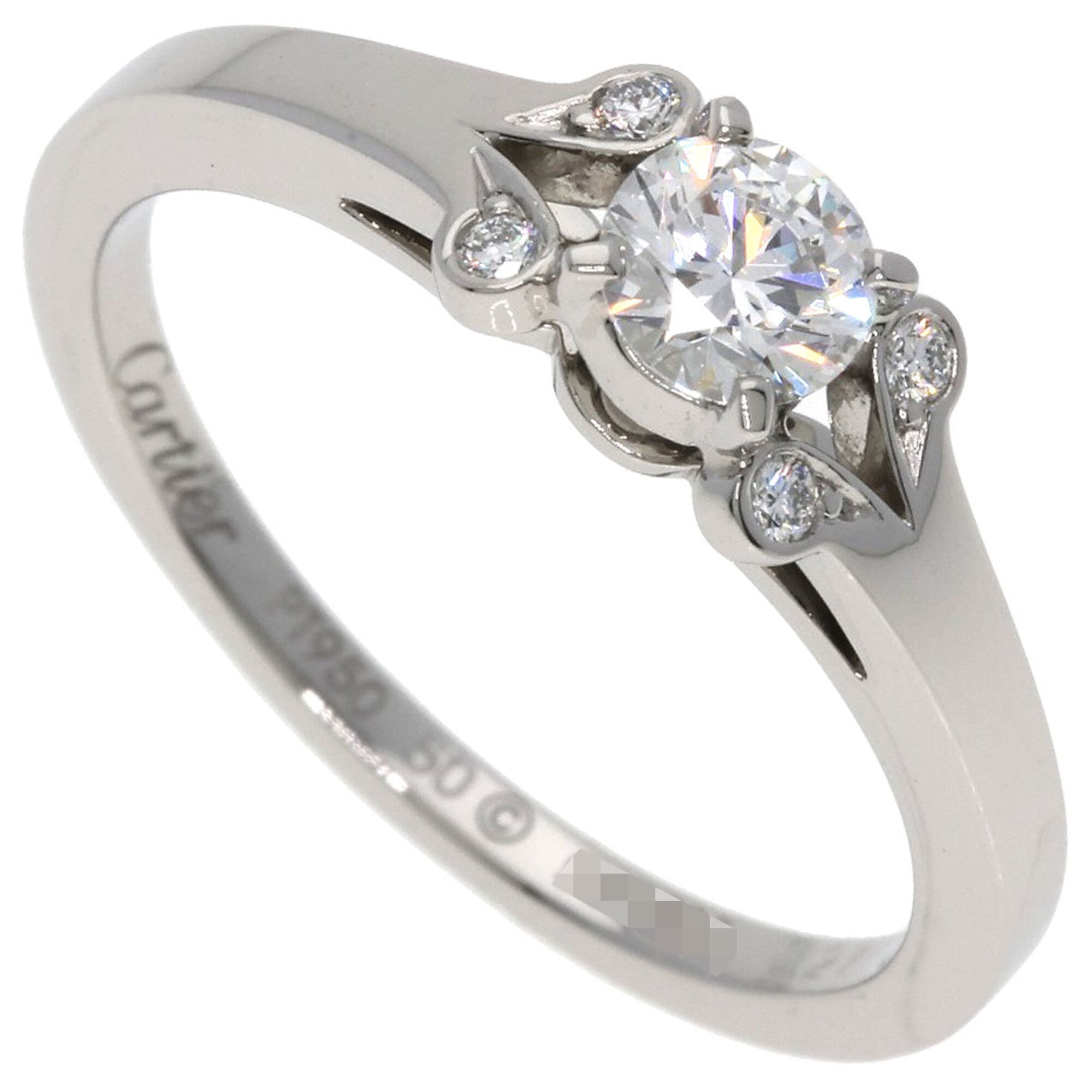Cartier Ballerina Solitaire Ring with Brilliant-Cut Diamond, #50, E-VS1-EX, Platinum PT950, Women\'s