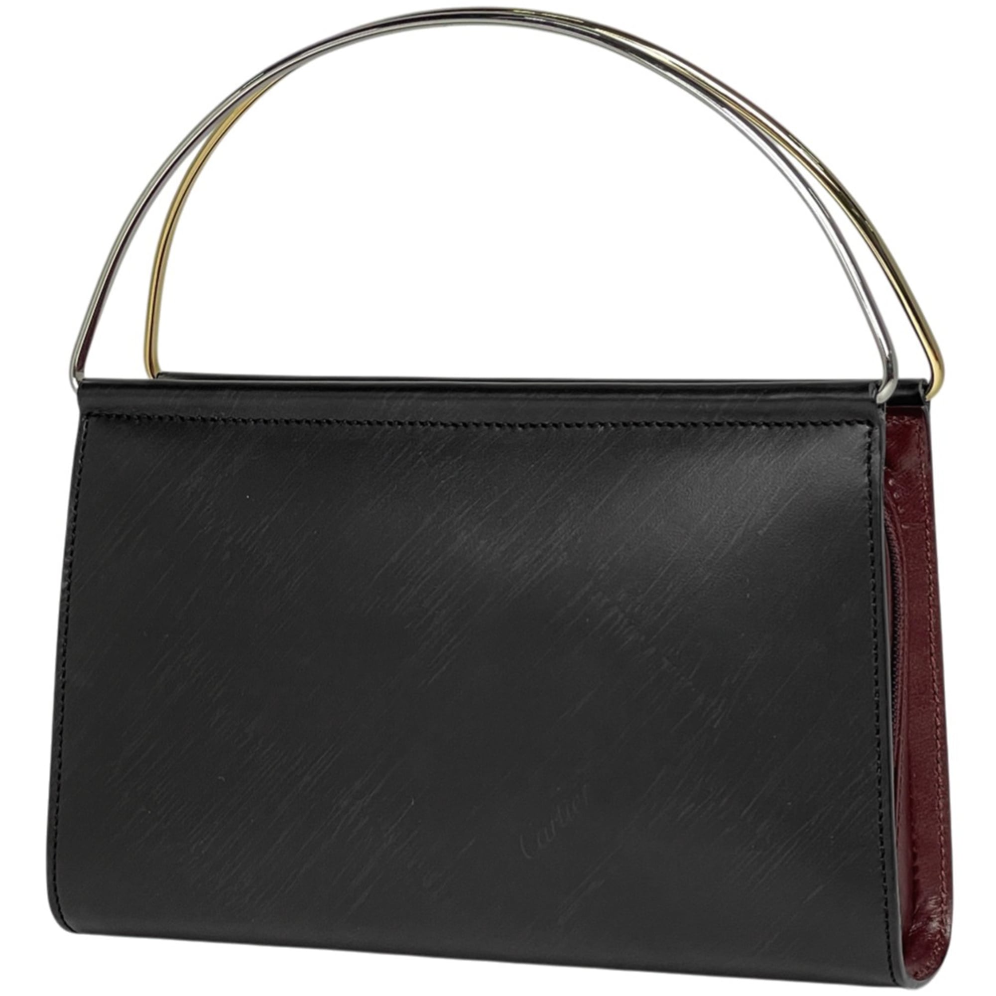 Cartier CARTIER Logo Handbag Mini Leather Black L4000396 Women\'s