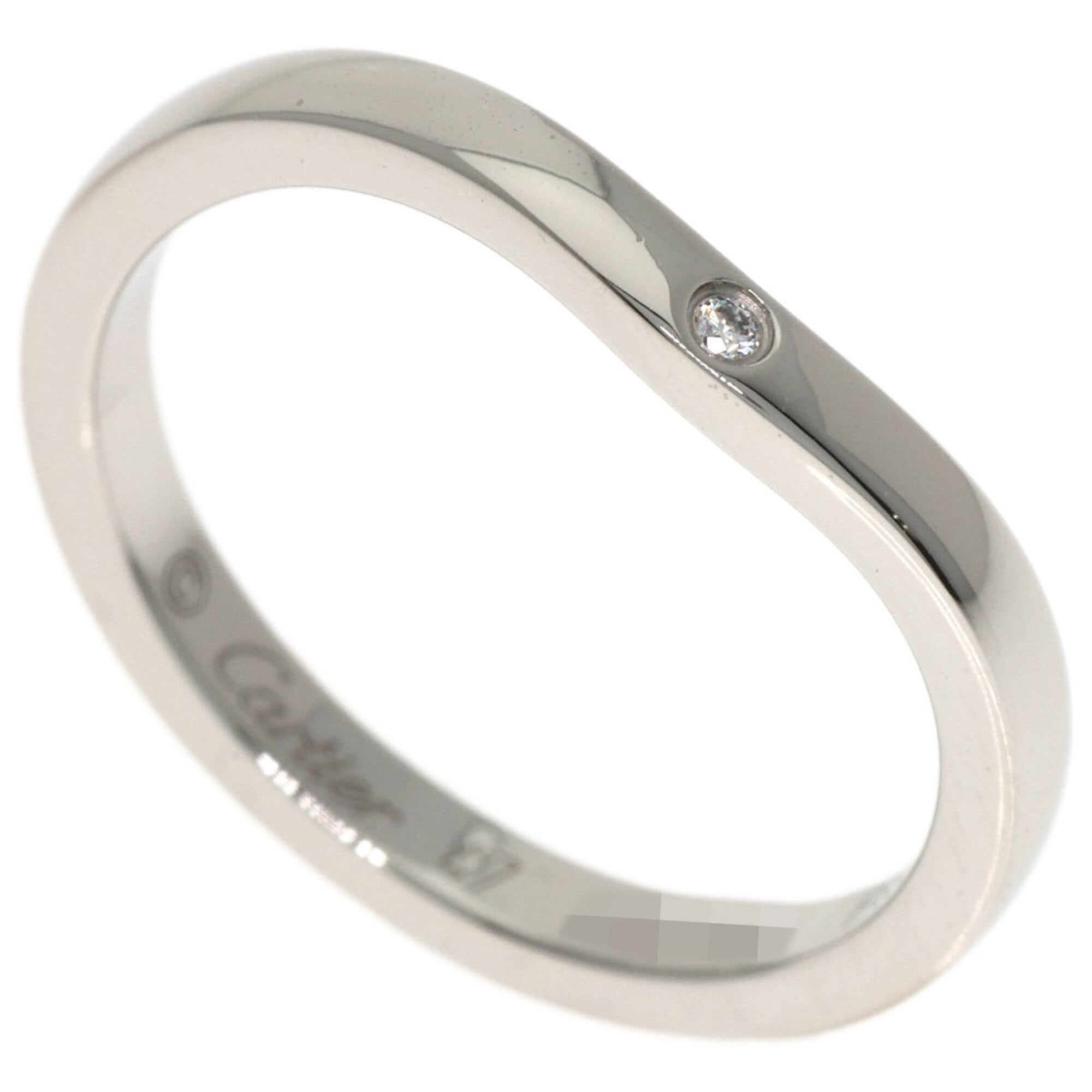 Cartier Ballerina Curve 3P Diamond Ring #47 Platinum PT950 Women\'s CARTIER