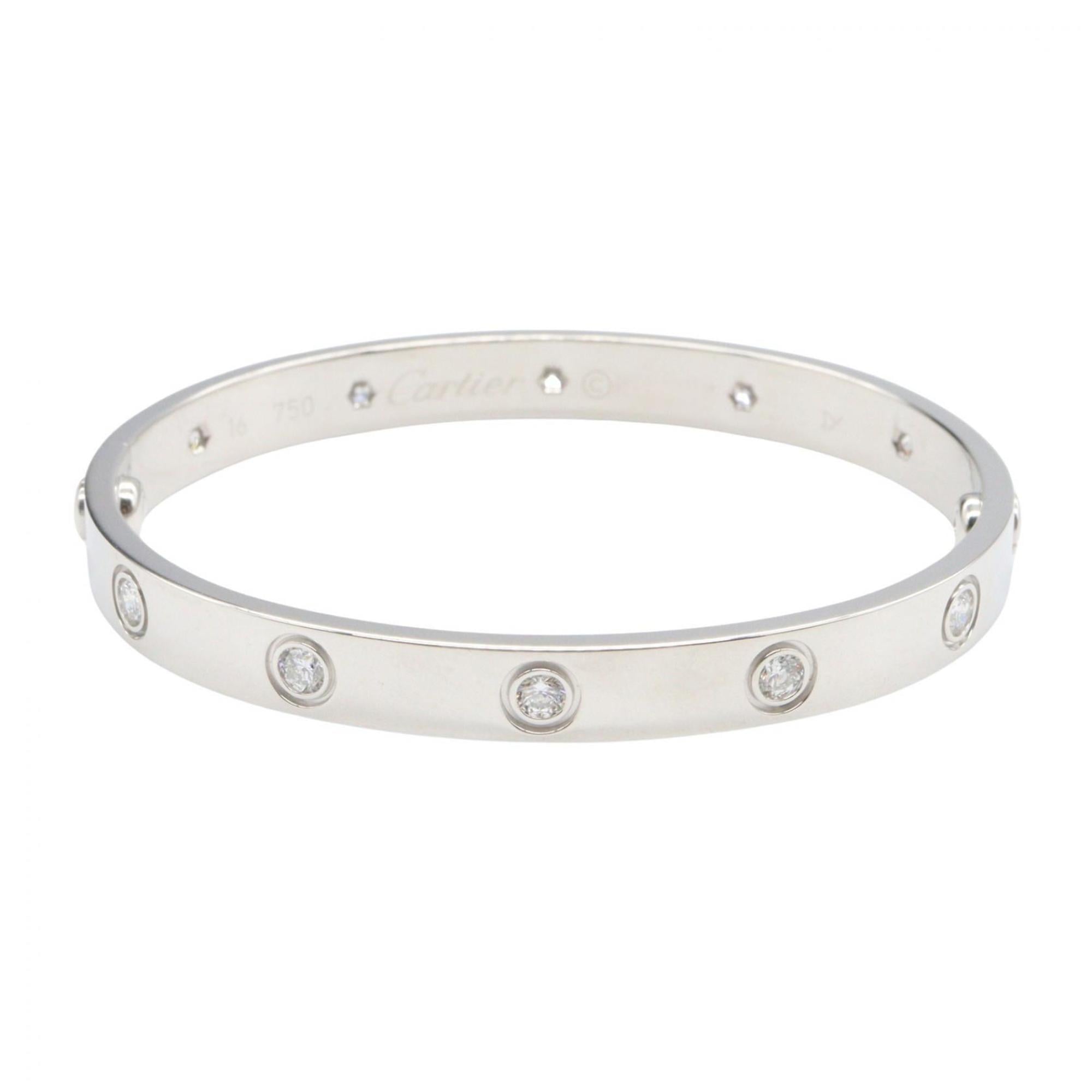 Cartier Love Bracelet 10PD Accessory 18KWG (White Gold) Diamond Women\'s Silver Tone Clear