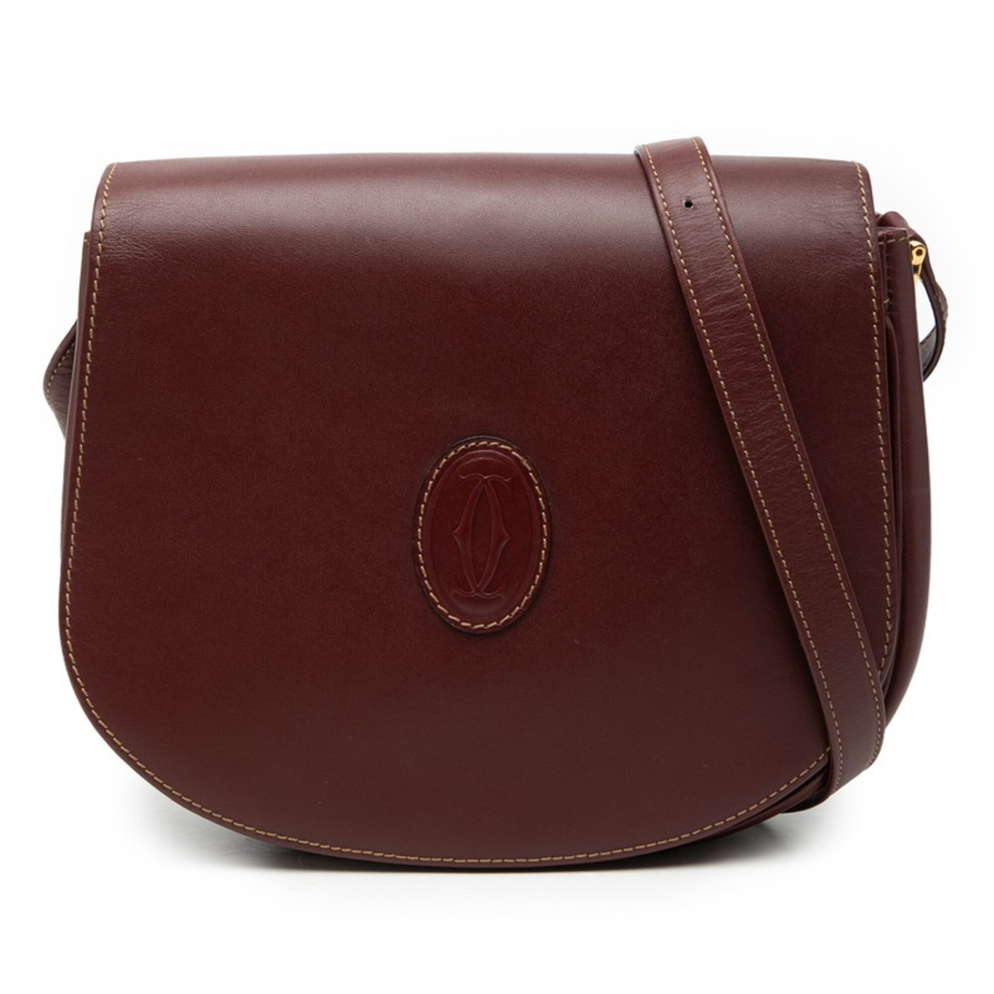 Cartier Must Line Shoulder Bag, Crossbody Bordeaux/Wine Red Leather, Women\'s, CARTIER