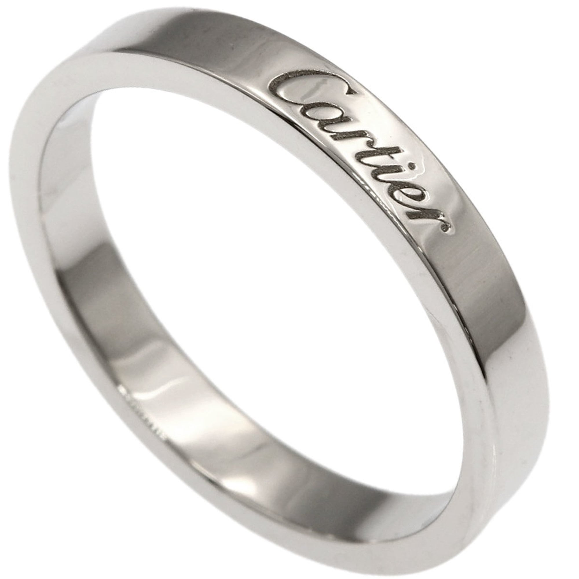 Cartier Flat Band #56 Ring, Platinum PT950, Women\'s, CARTIER