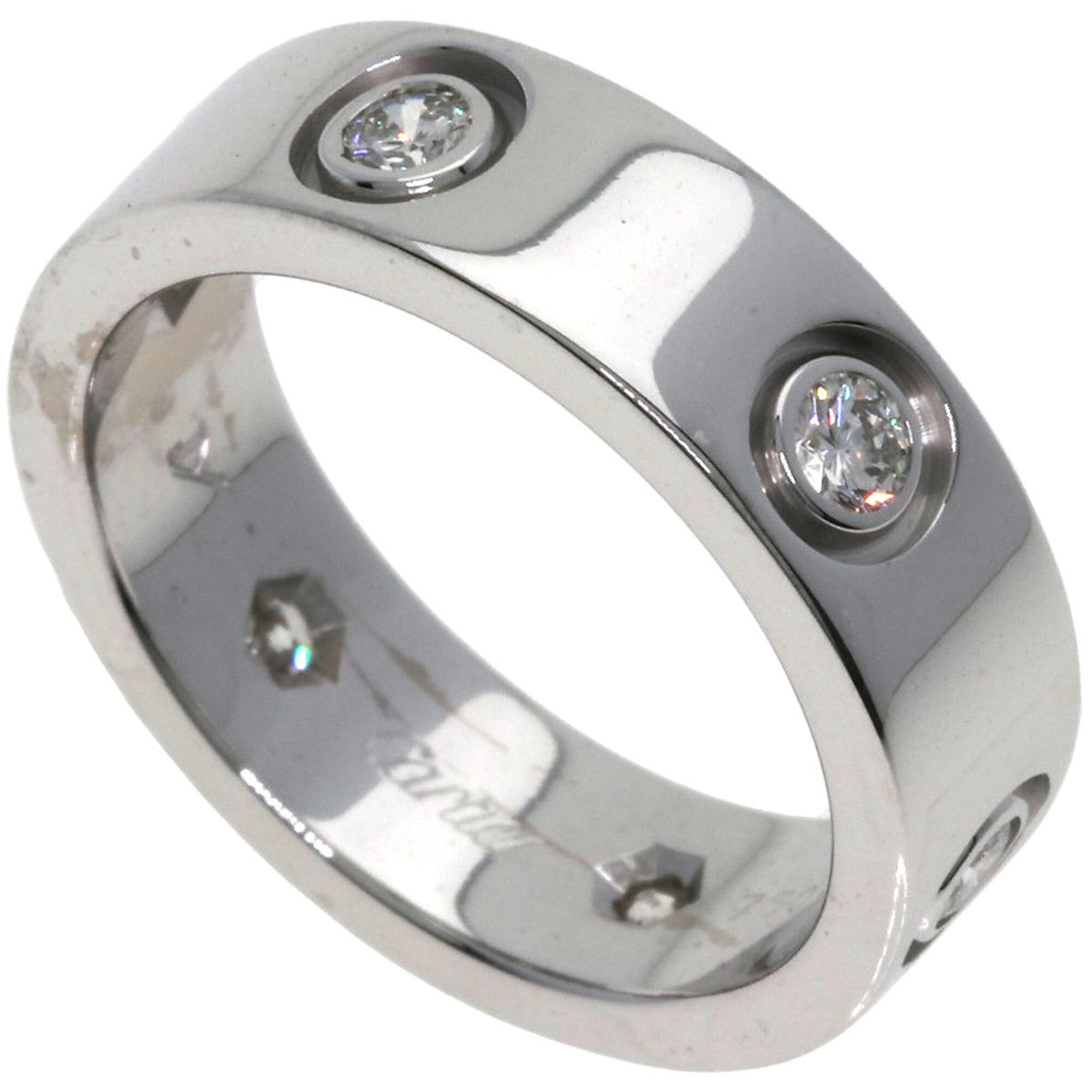 Cartier Love Ring, Full Diamond, Size #50, 18K White Gold, Women\'s CARTIER