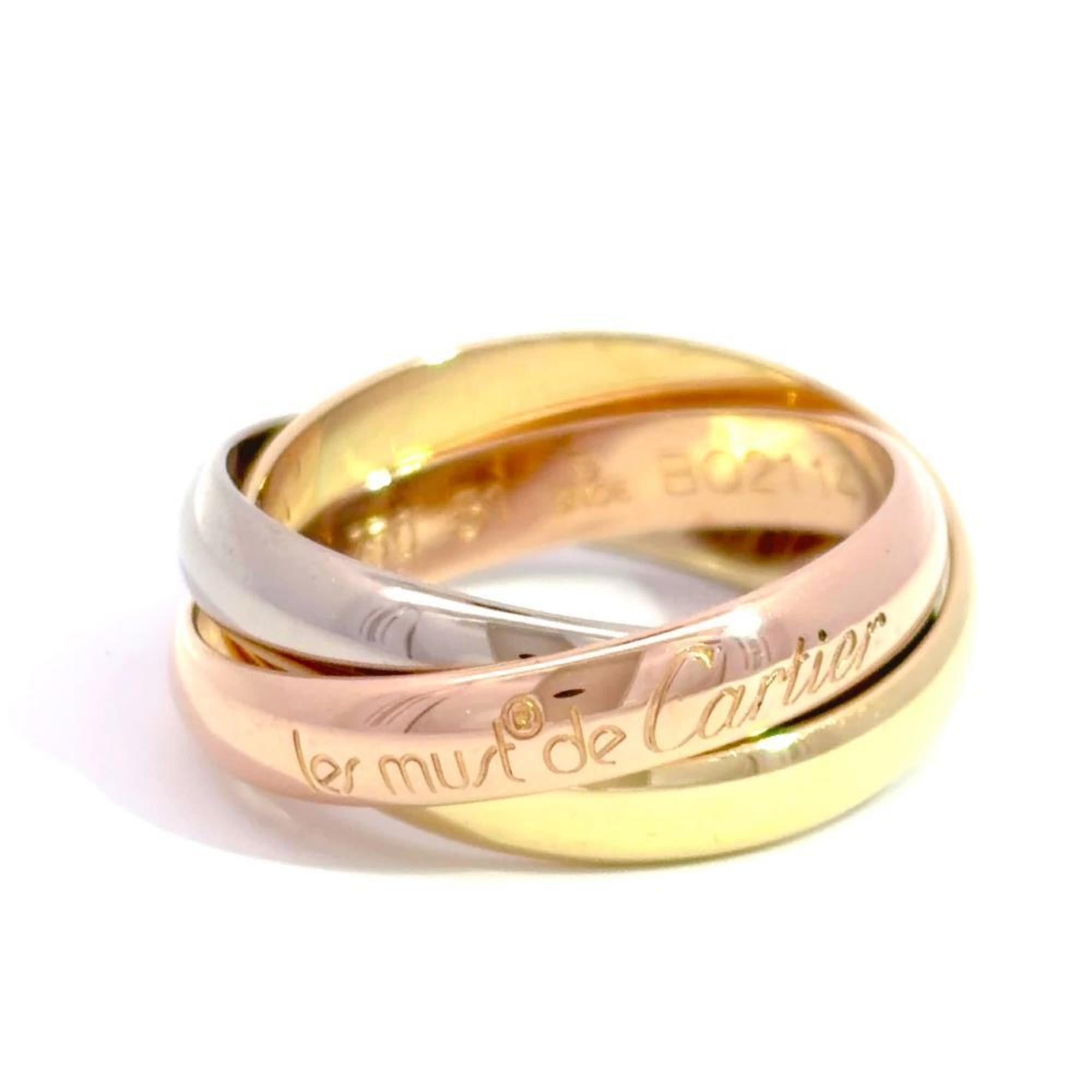 Cartier Trinity MM Ring, Size #51, 18K Yellow Gold (7.8g), Pink (18K White Gold), 3 Colors (Yellow,