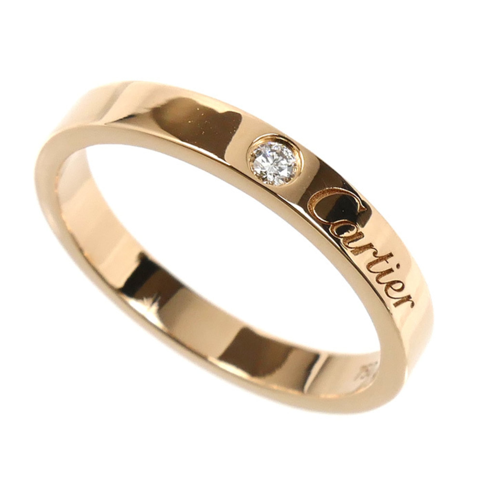 CARTIER Cartier 18KPG Pink Gold Engraved 1P Diamond Ring B4086455 55 3.7g Women\'s