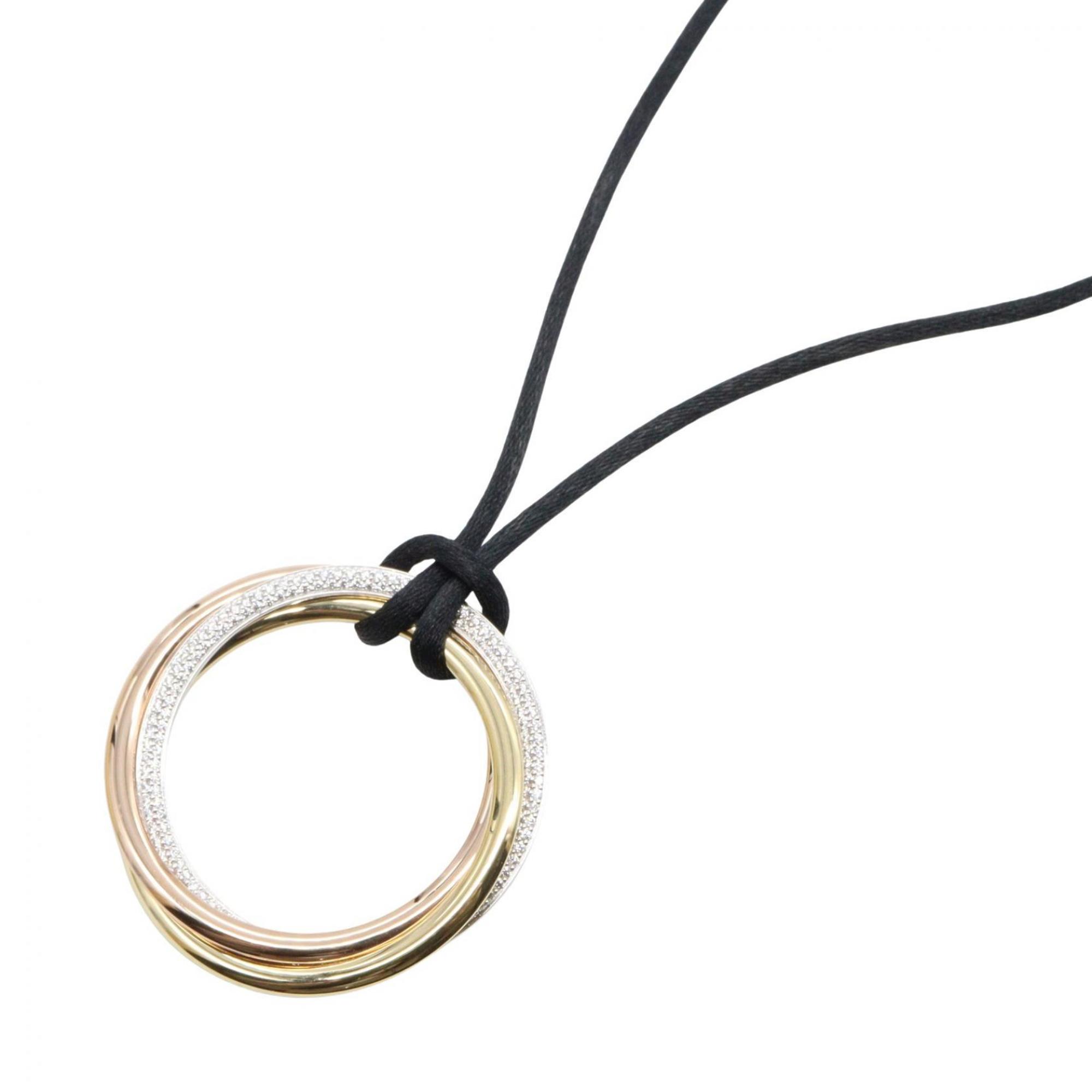 Cartier Trinity Diamond Cord Necklace. Available in 18K Yellow Gold, White and Pink Gold. gold, silv