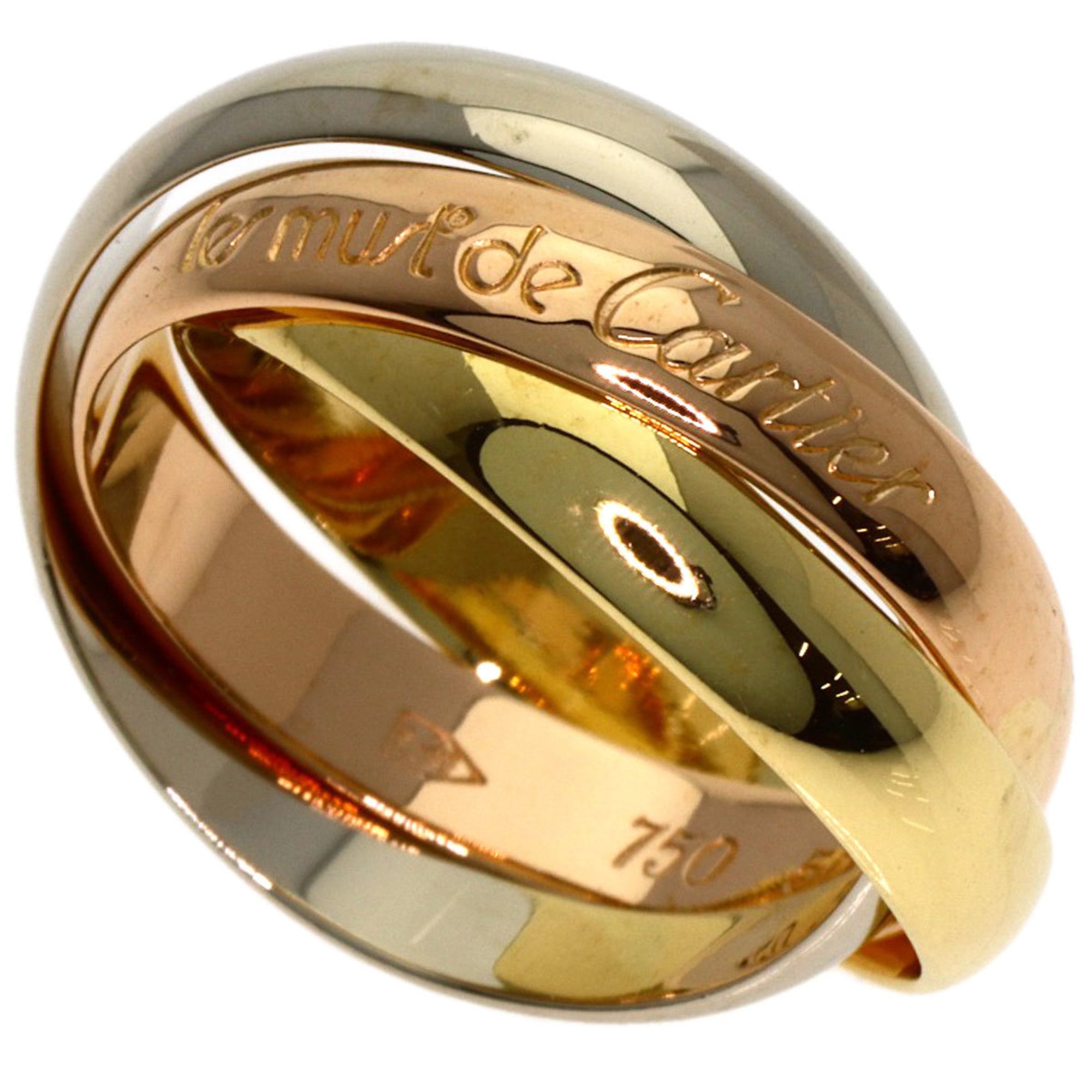 Cartier Trinity #50 Ring, 18K Yellow Gold/18KWG/18KPG, Women\'s