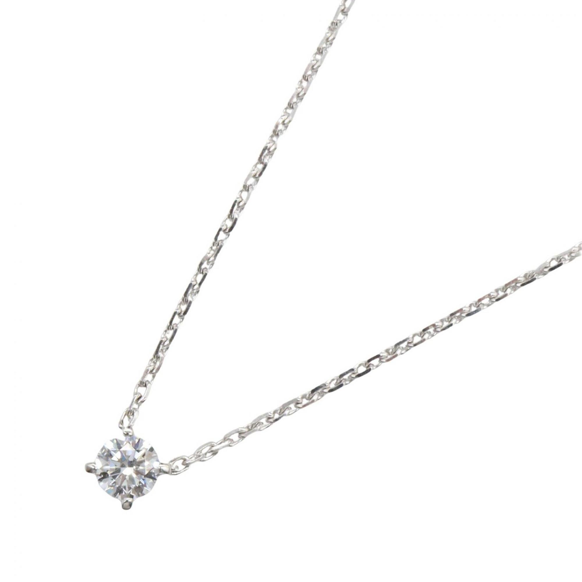Cartier Solitaire Necklace, 18K White Gold (18KWG), Diamond, Women\'s, Silver Tone, Clear Tone