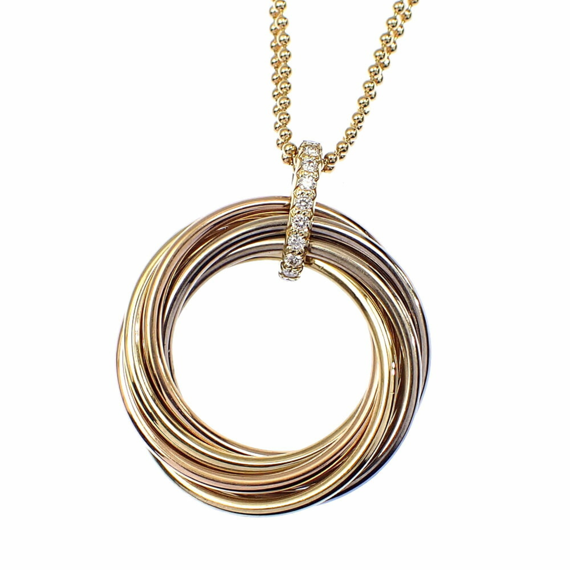 Cartier Trinity Necklace for Women, Diamond, 18K Yellow Gold/Pink Gold/White Gold, 16.1g, 750 Three-