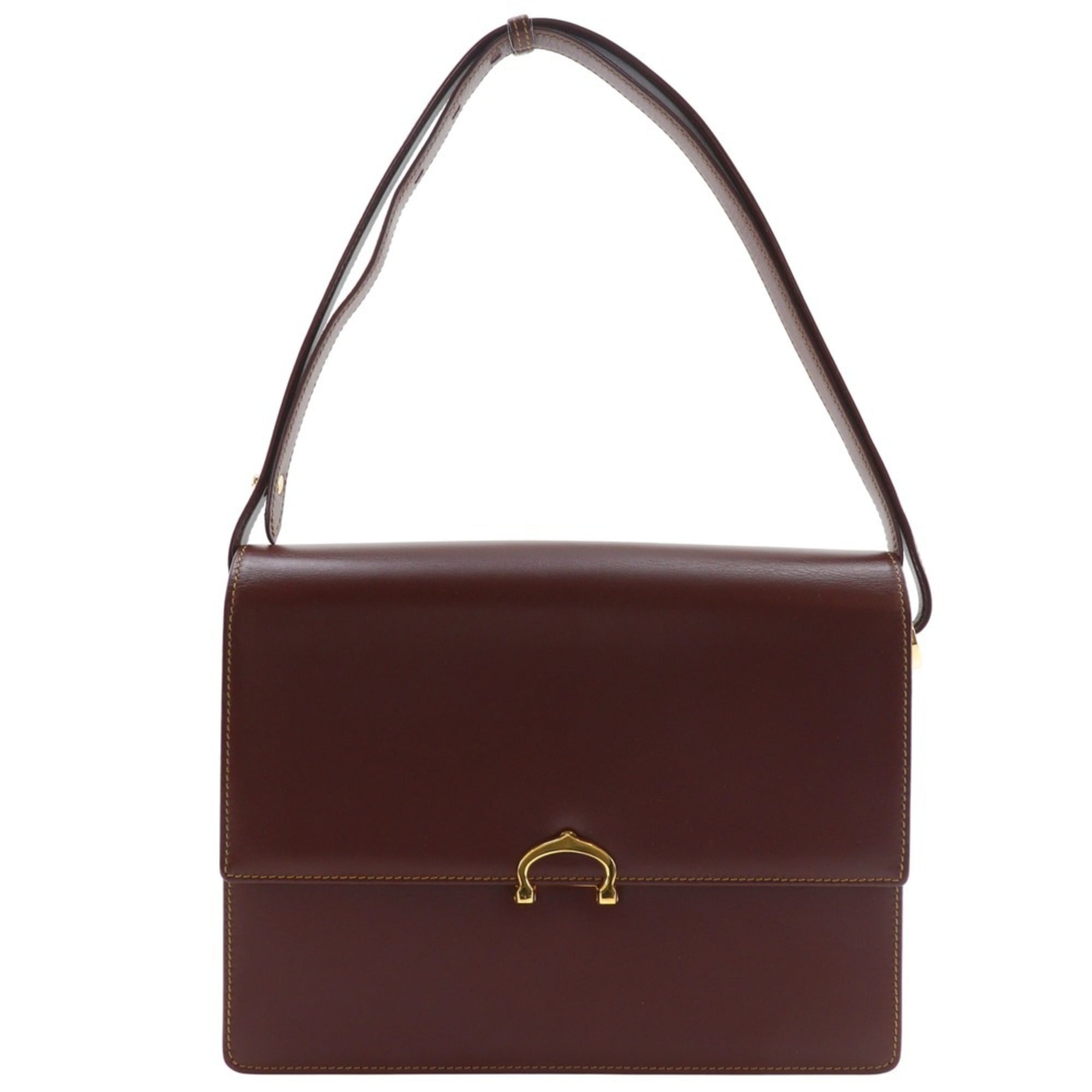 Cartier Must Line Shoulder Bag, Calfskin, Bordeaux, A5 size, Flap Closure, Women\'s