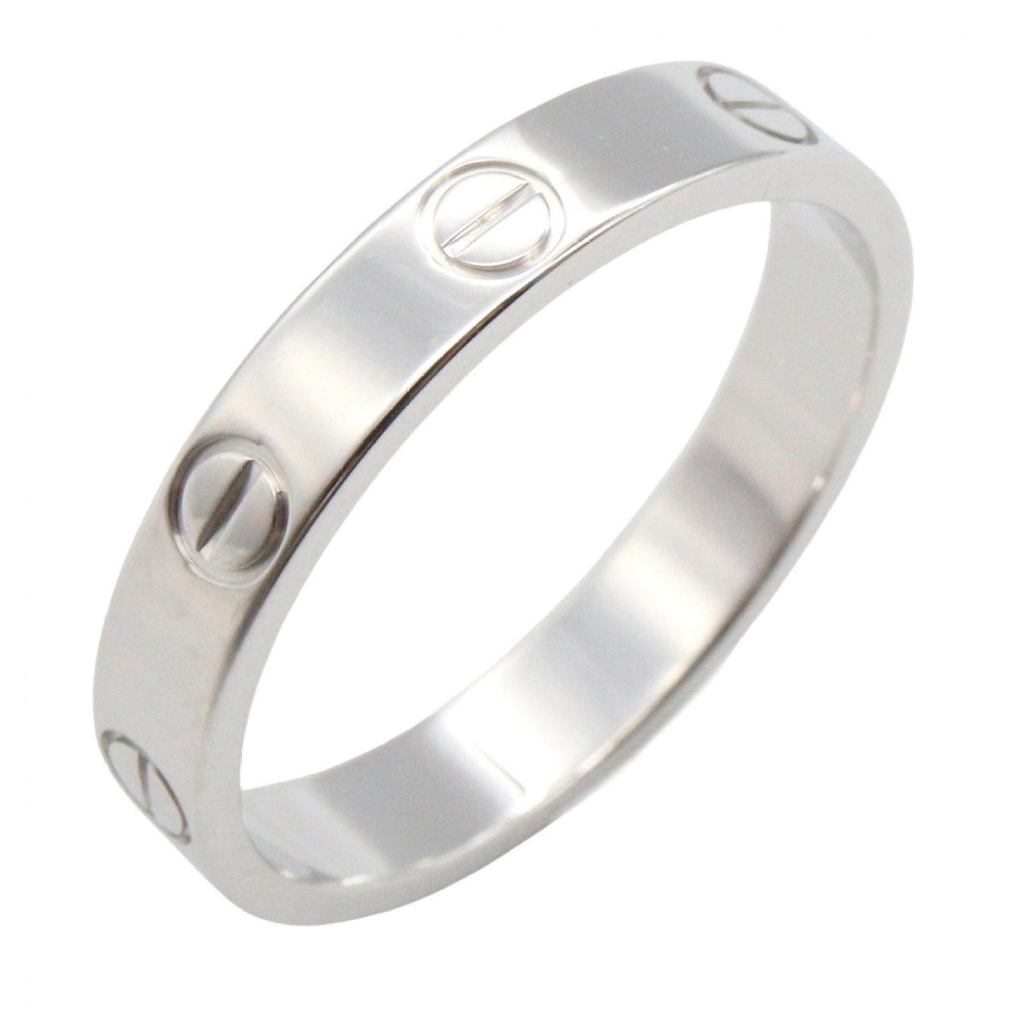 Cartier Mini Love Ring, 18K White Gold (18KWG), Silver Tone, for Men and Women.