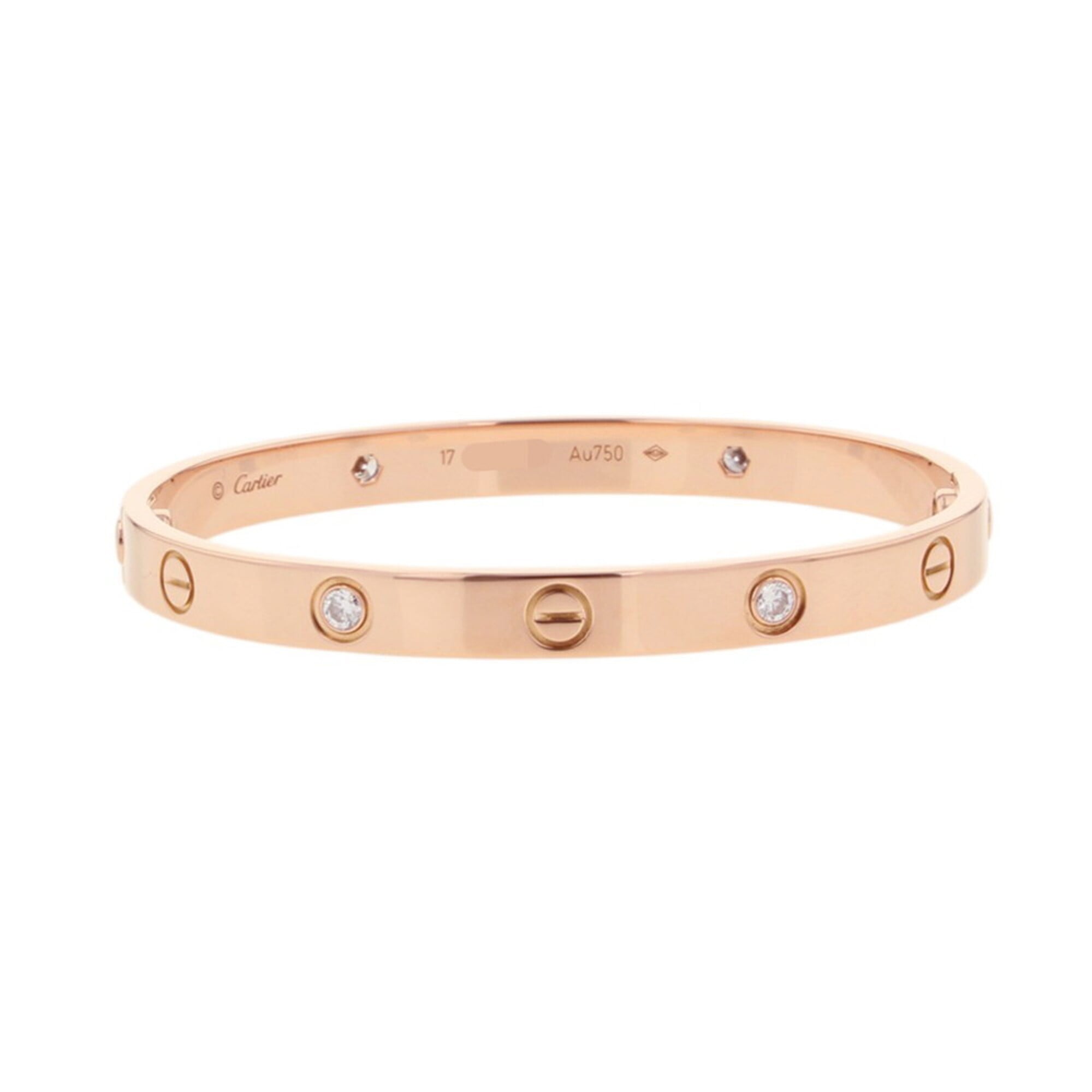 Cartier Love Bracelet Classic Diamond 4P 18KPG Pink Gold Size 17 B6036017 LOVE Bangle Collection Hal