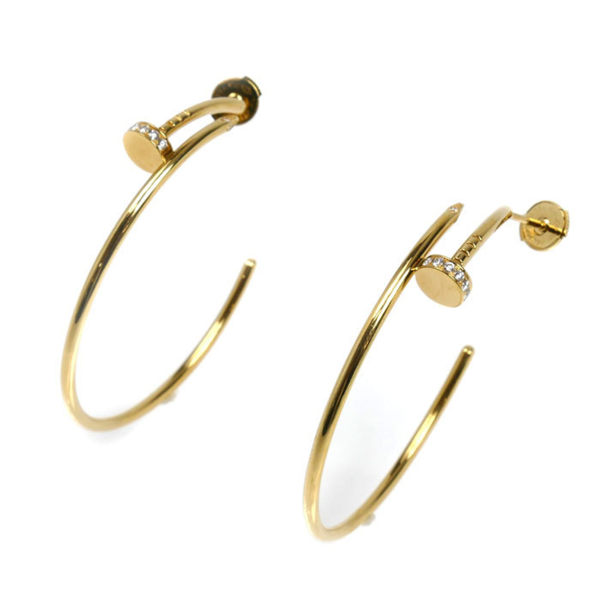 CARTIER 18K Yellow Gold Juste un Clou Hoop Earrings, Large, CRB8301225, 10.5g Diamond, Women\'s