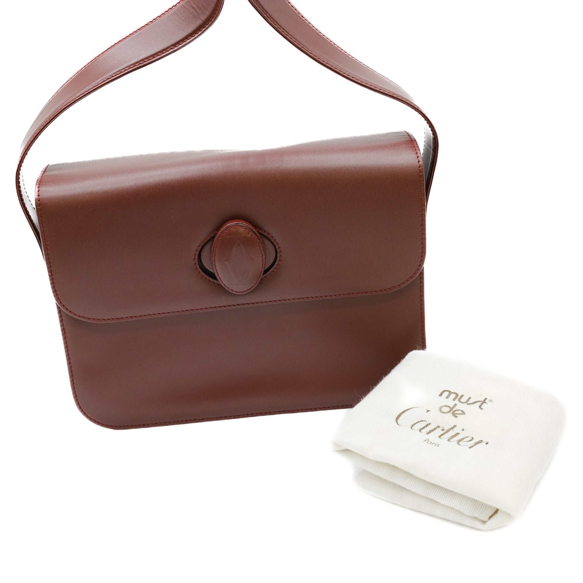 Cartier Must Line Shoulder Leather Bordeaux Red