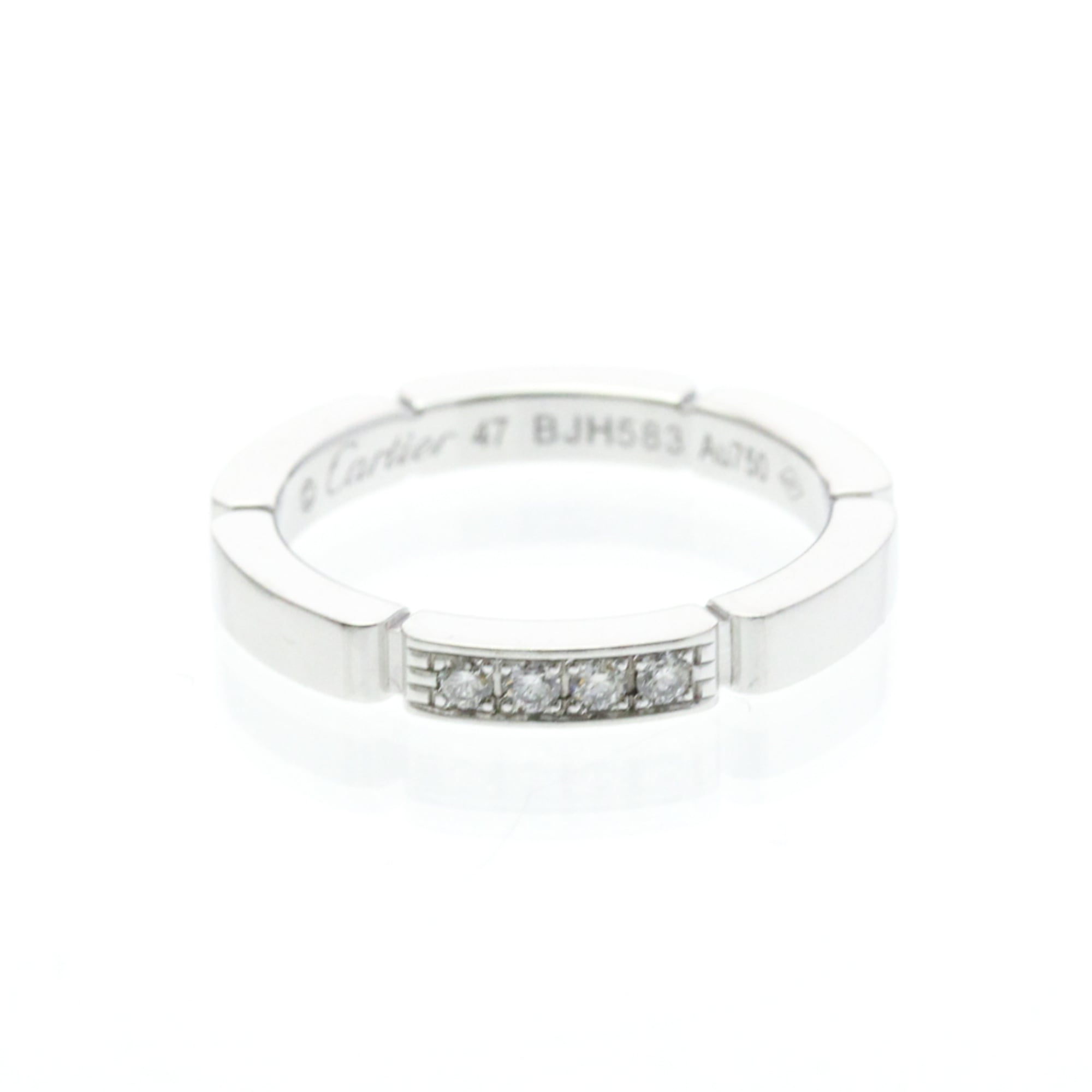 Cartier Maillon Panthre Ring With 4 Diamonds White Gold (18K) Fashion Diamond Band Ring Silver