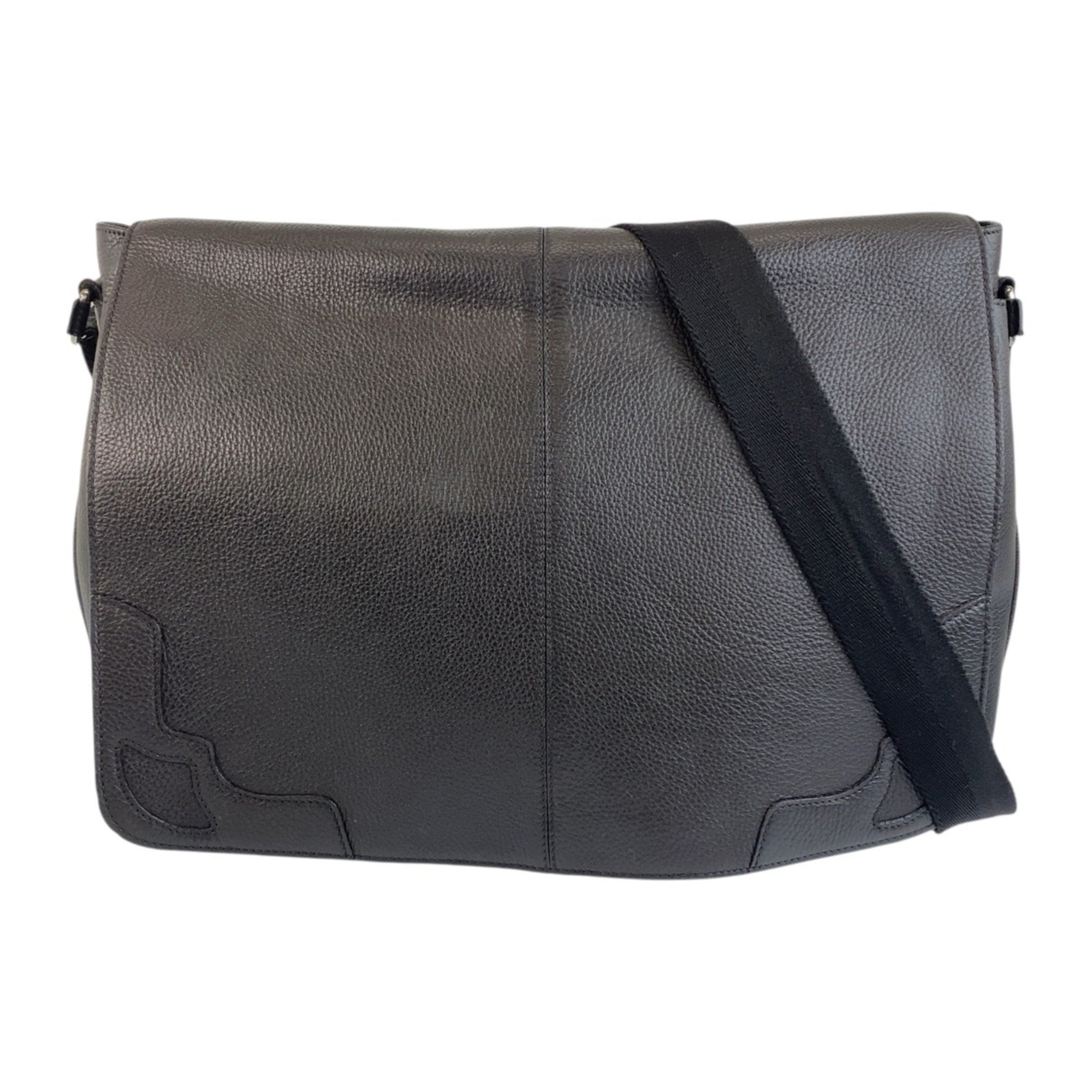 CARTIER Marcello dark brown leather shoulder bag with silver hardware.