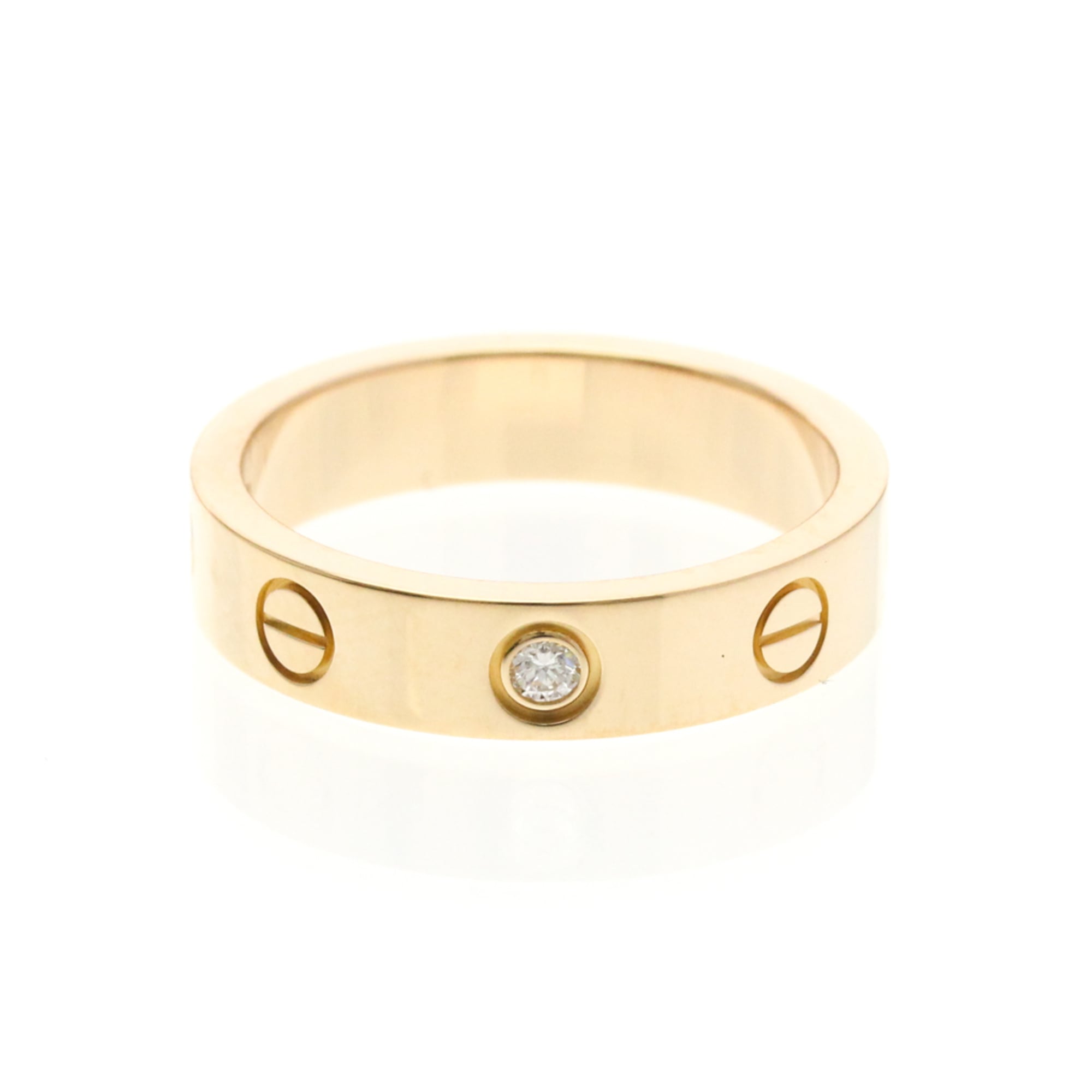 Cartier Mini Love Ring With 1 Diamond Pink Gold (18K) Fashion Diamond Band Ring Pink Gold