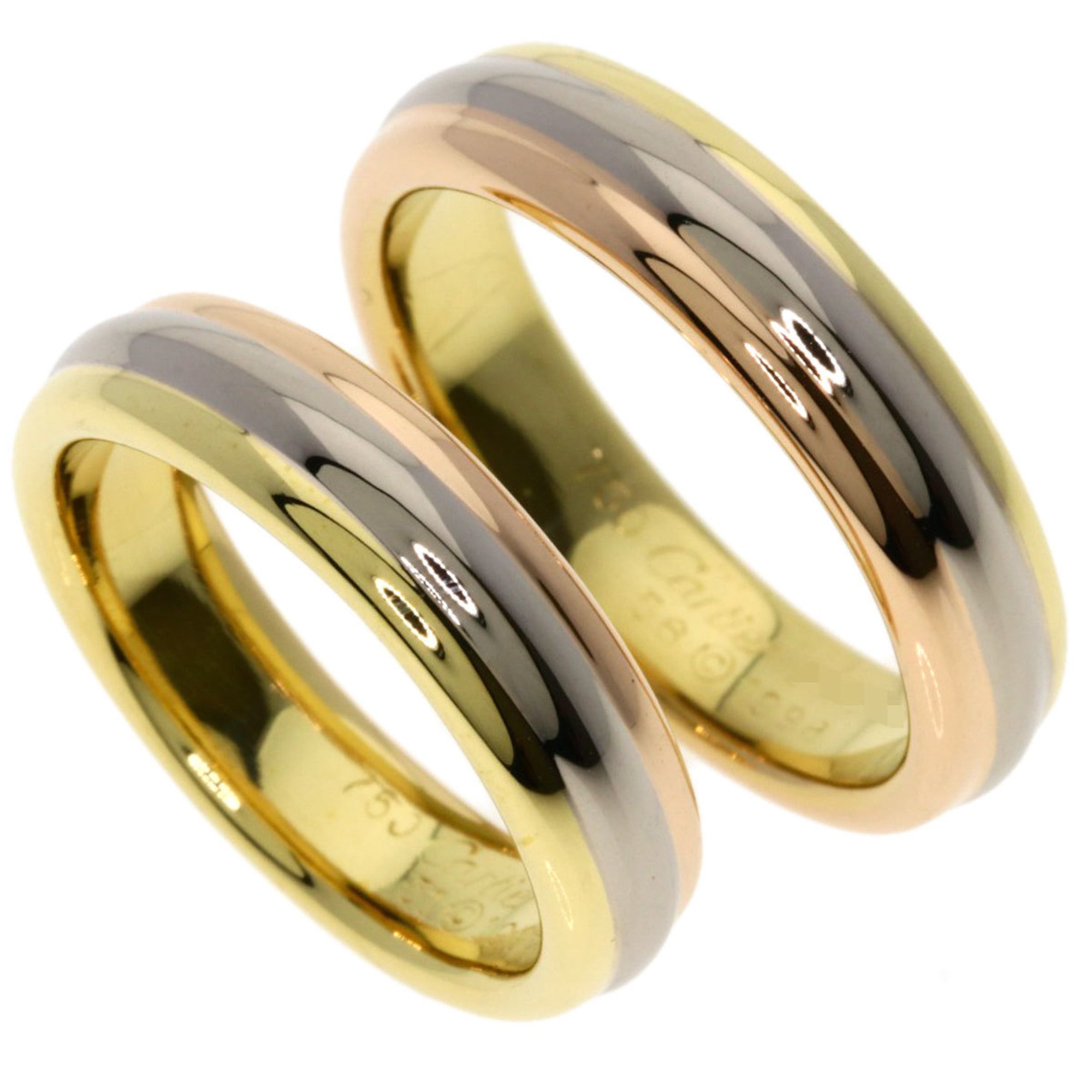 Cartier Three-Color Pair Ring #51 #56 18K Yellow Gold/18KWG/18KPG Women\'s