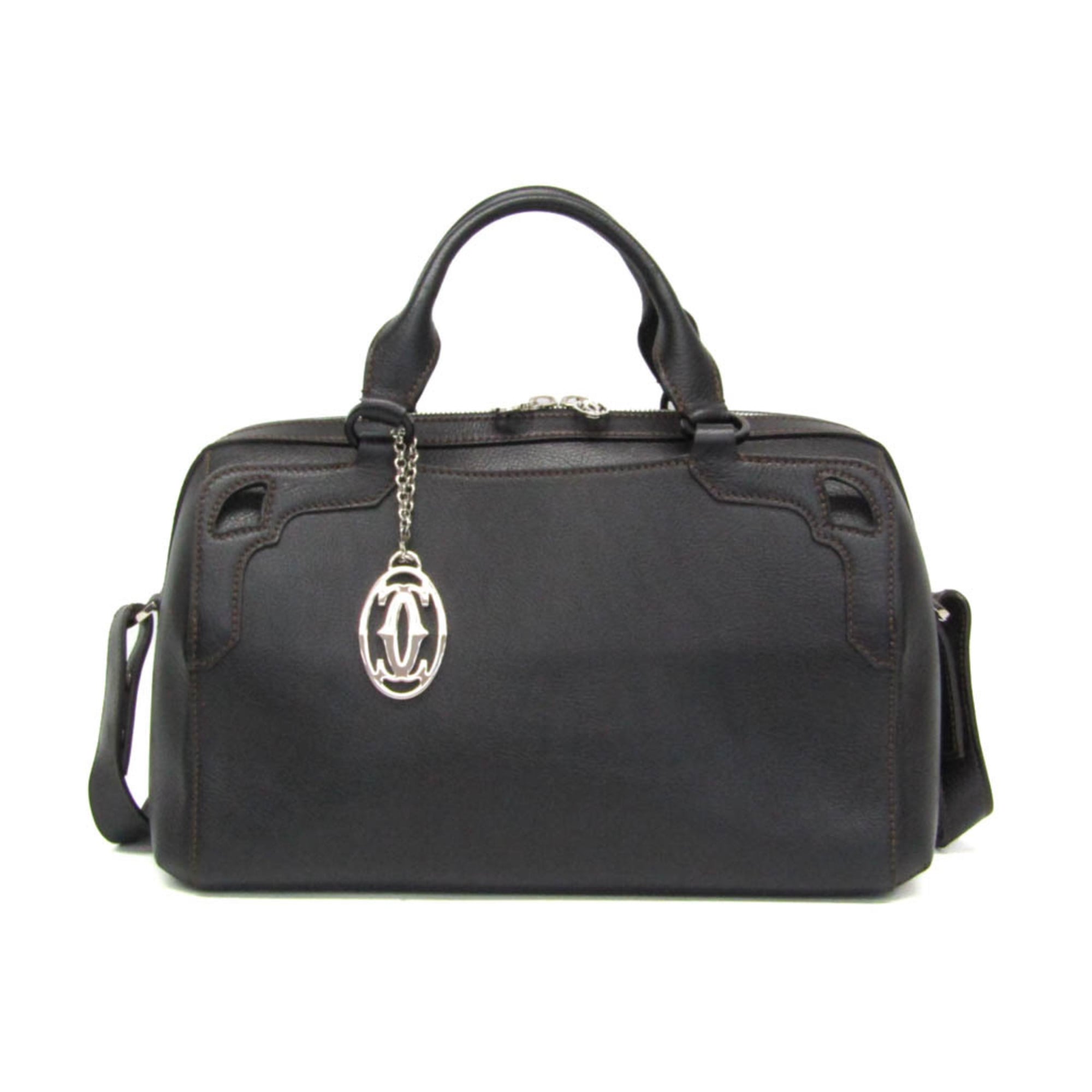Cartier Marcello Small Boston Bag Women\'s Leather Boston Bag,Shoulder Bag Black