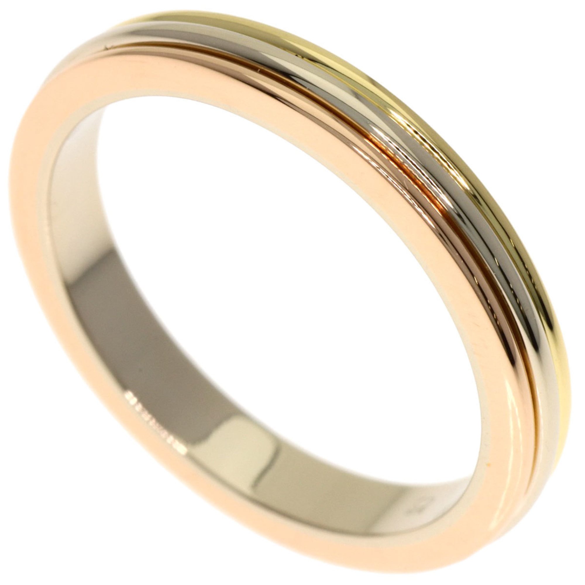 Cartier 3-color #50 ring in 18K yellow gold/18K white pink gold for women.