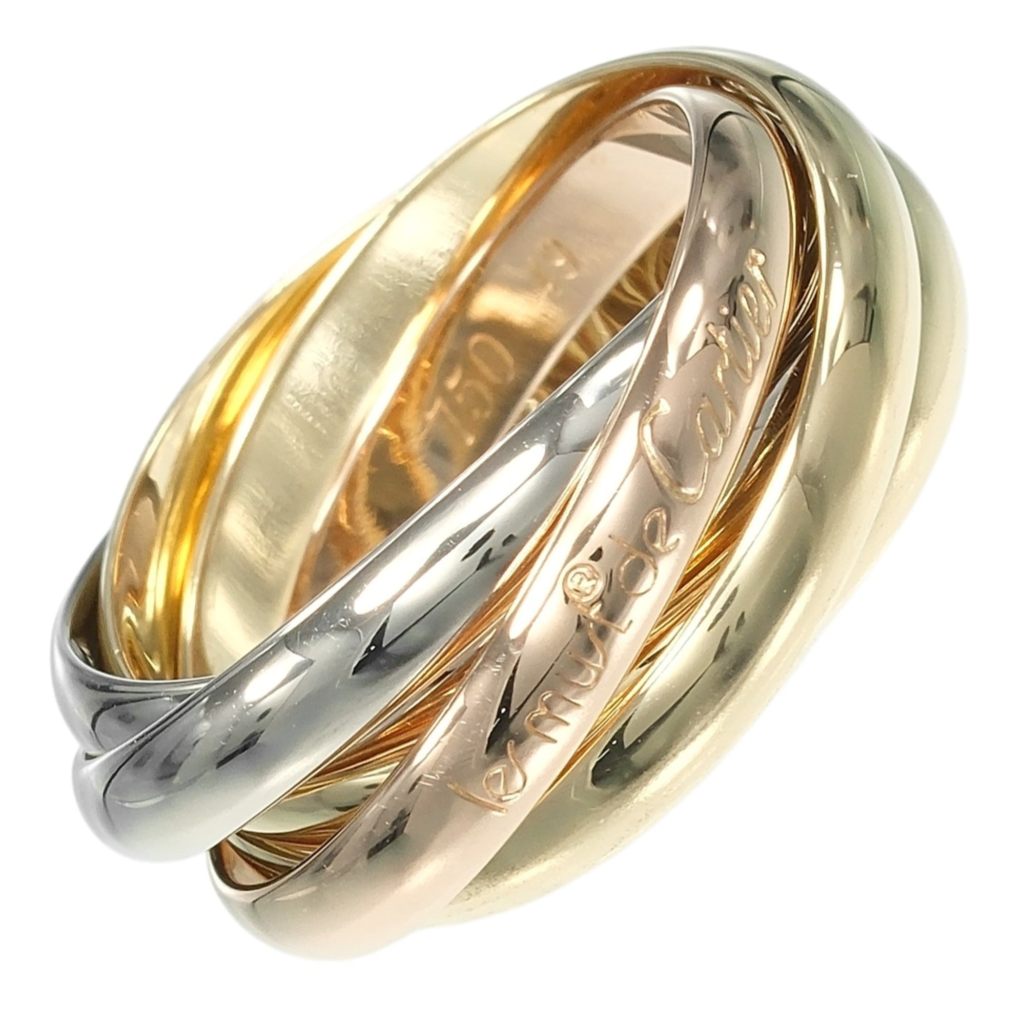Cartier Trinity Ring, 5-band, Size 9, 18K Gold (YG, PG, WG), Approx. 8.31g