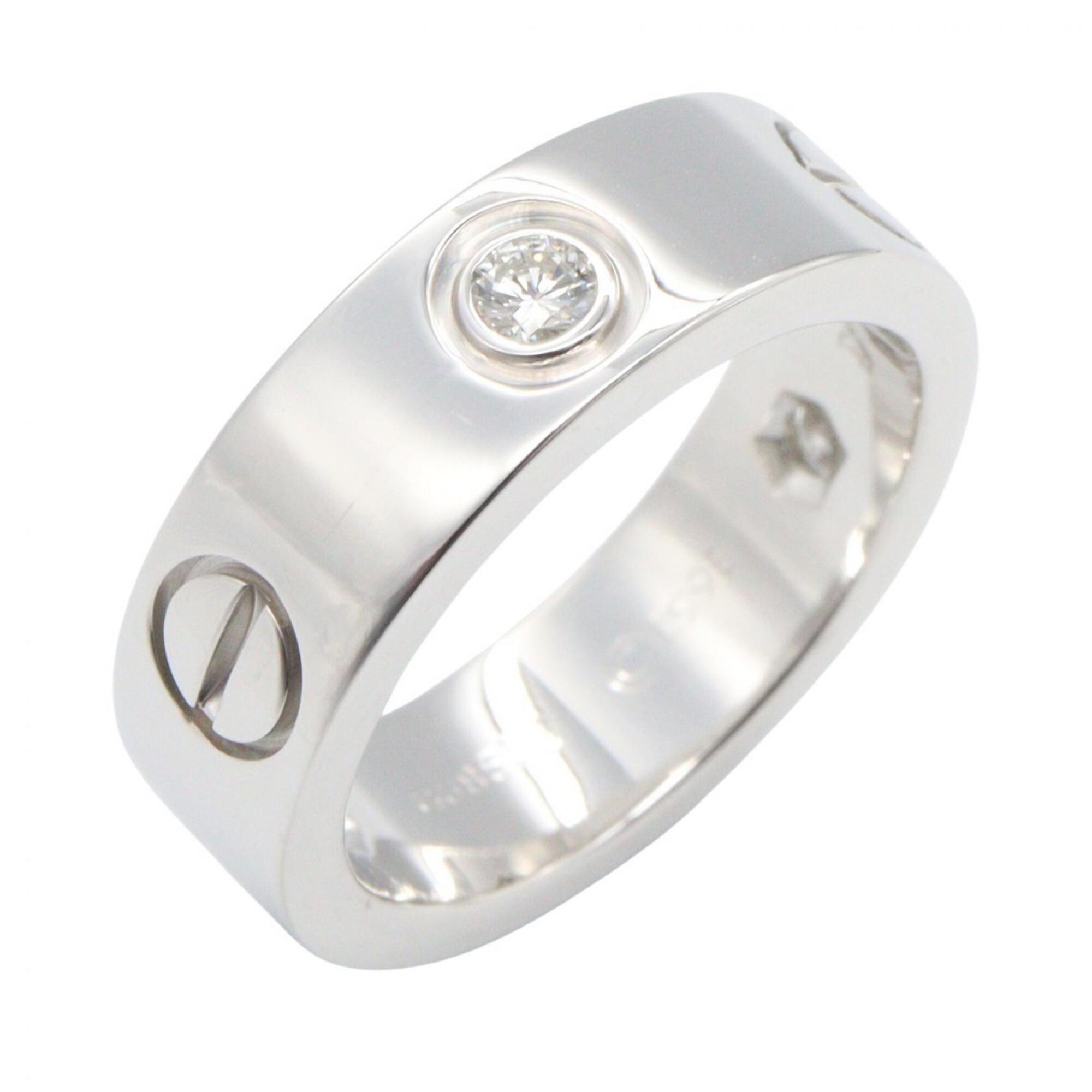 Cartier Love Ring 3PD - 18K White Gold (18KWG) Diamond Men\'s & Women\'s Silver Tone Clear