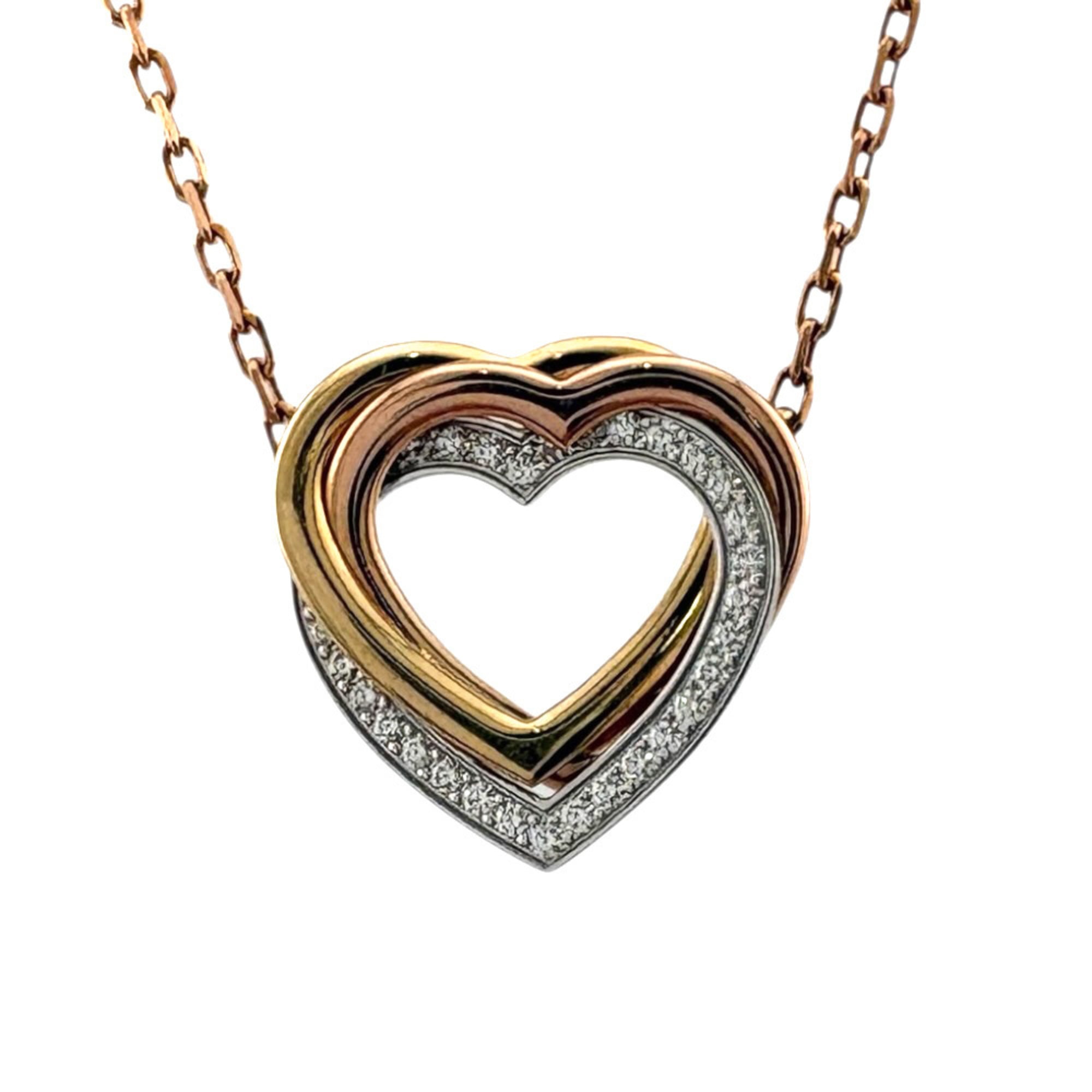 Cartier Trinity Heart Necklace, 18K Gold Diamond Necklace for Women.