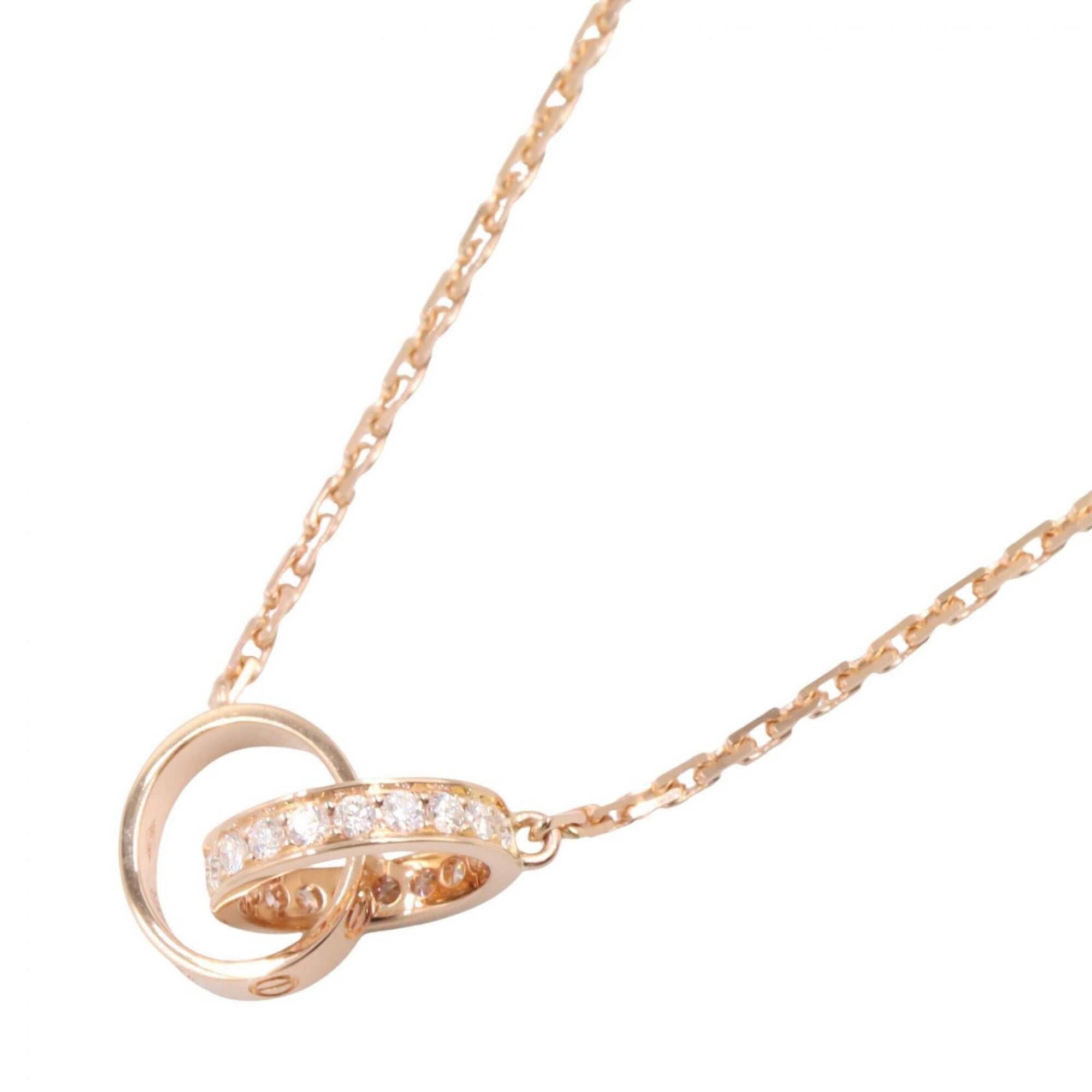 Cartier Baby Love Diamond Necklace, 18K Pink Gold (PG), Diamond, Women\'s, Tone, Clear Tone