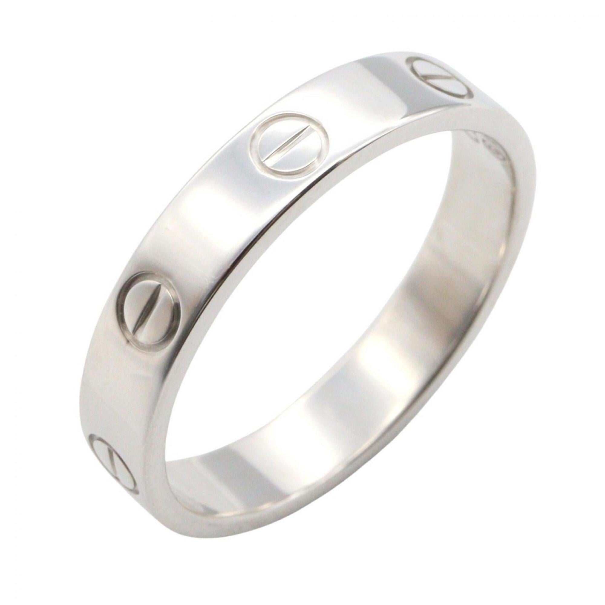 Cartier Mini Love Ring, 18K White Gold (18KWG), Silver Tone, for Men and Women.