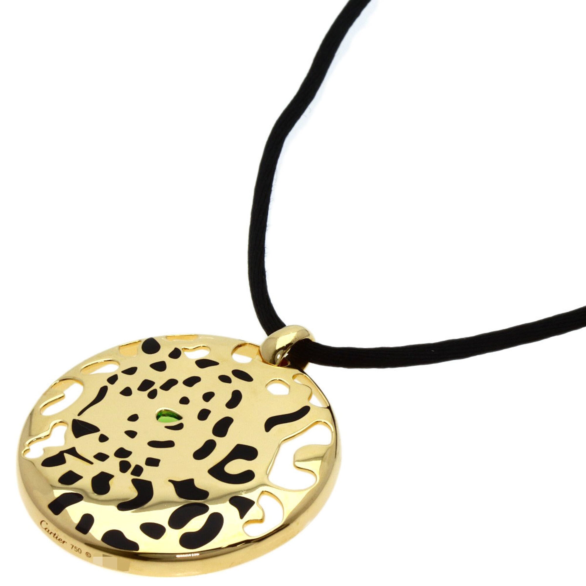 Cartier Panthre Perage Tsavorite Necklace 18K Yellow Gold Women\'s CARTIER