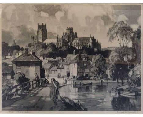 Leonard Russell Squirrel (1893-1979) - Ely Cathedral, lithographic print, signed in pencil to lower right margin, 24 x 29cm