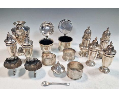 A collection of silverware including napkin rings and cruets, 23ozt weighable silver