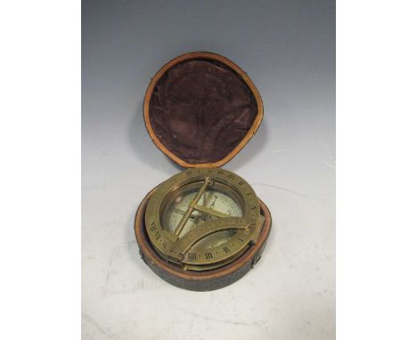 A 19th century brass compass by Adie &amp; Son Edinburgh, 9cm diameter, with caseNeedle does not appear to be responsive when