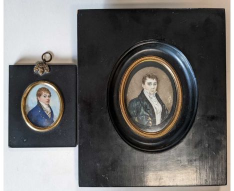 English School (19th century) portrait miniature of George Bird (1802-1880) watercolour on ivory, 9 x 6.5cmtogether with, Eng