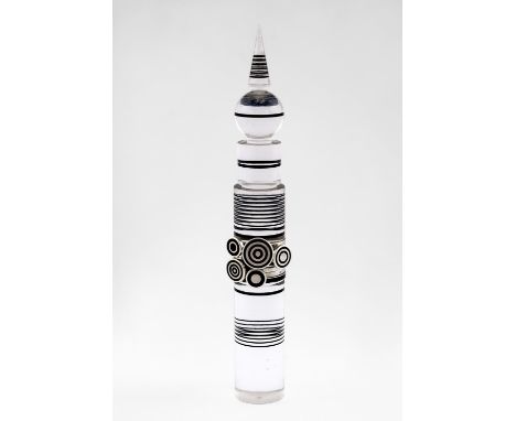 A SILVER AND ENAMEL RING BY WENDY RAMSHAW formed as seven silver bands with black enamel decoration, with maker's initials an