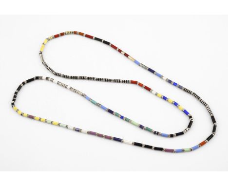 A SILVER AND MULTI-COLOURED ENAMEL BEAD NECKLACE BY WENDY RAMSHAW one in a series of ten unique necklaces for Portrait of Mar