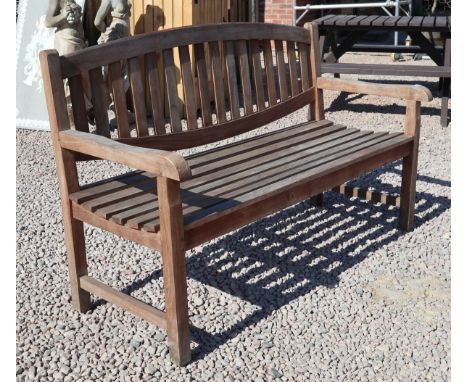 Good quality teak garden bench - Approx W: 150cm D: 64cm H: 95cm with a seat height of approx 45cm