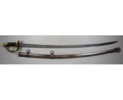 1822 pattern French cavalry trooper's sword with steel scabbard and 2 hanging rings. 