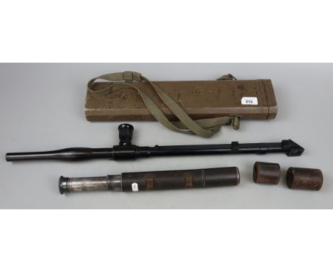 WW2 Japanese trench periscope in case by Nikko No. 3844 5 x 10° together with another telescope 