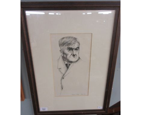 Pen and ink sketch of Vaughan Williams by Stephen Grey - IS 31cm x 16cm 