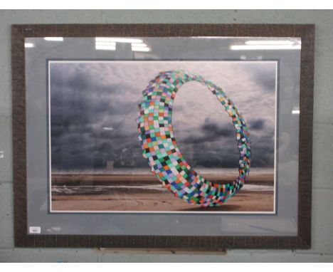 Abstract print of parachute on beach 