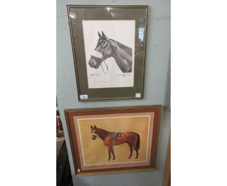Framed signed print of Red Rum together with another 