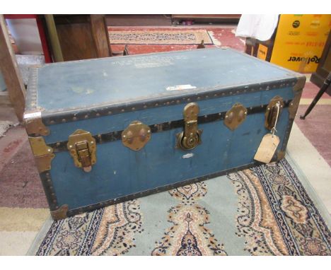 Vintage travel/storage trunk, with key, and stencilled military name