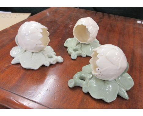 3 Royal Worcester floral wall pockets 