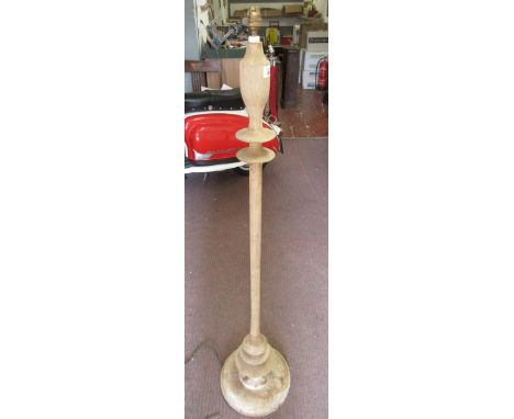Turned wooden standard lamp 