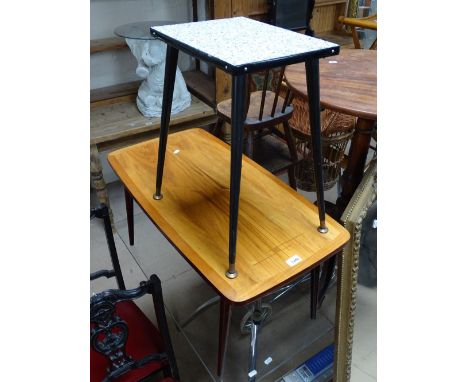 A Vintage rectangular walnut coffee table and another, (2).