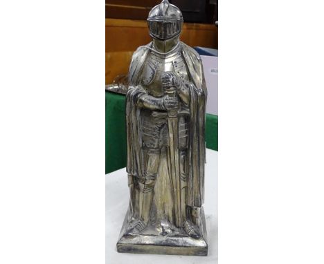 A spelter knight figure table lighter.